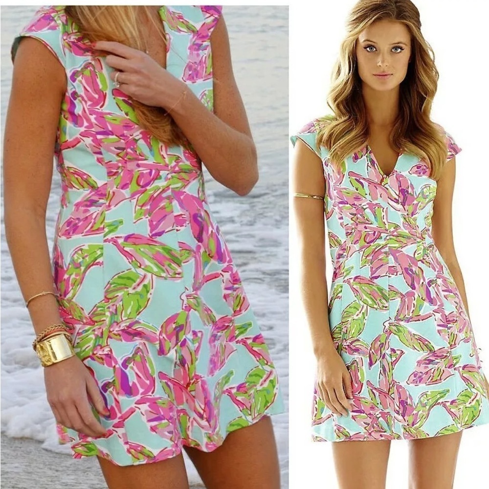 LILLY PULITZER Briella Multi In The‎ Vias Posh Ponte Fit & Flare Dress size M